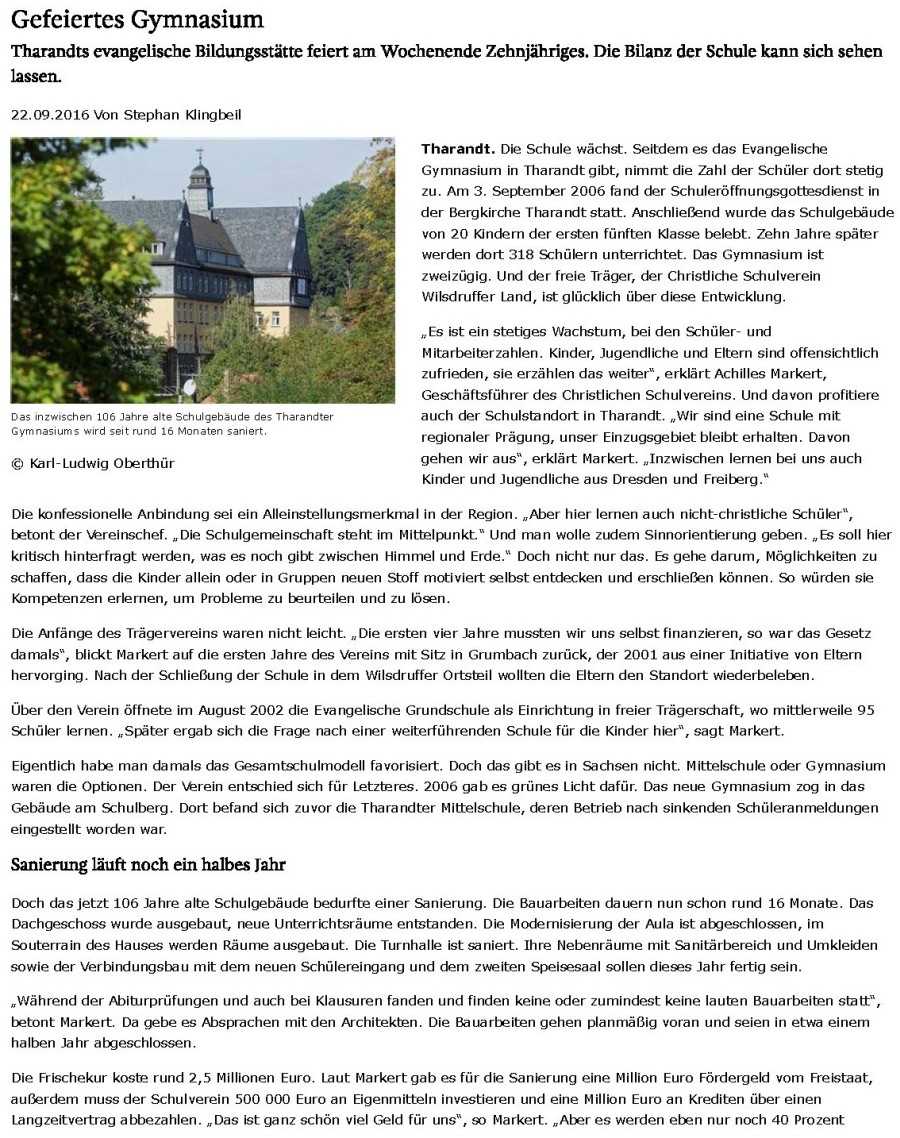 Zeitungsartikel 10 Jahre EGT